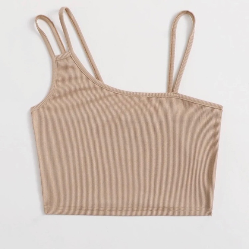 asymmetrical neck crop top